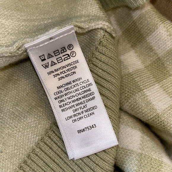 JOIE Green Gingham Checker Plaid Gold Button Front Cardigan - M - Picture 10 of 12